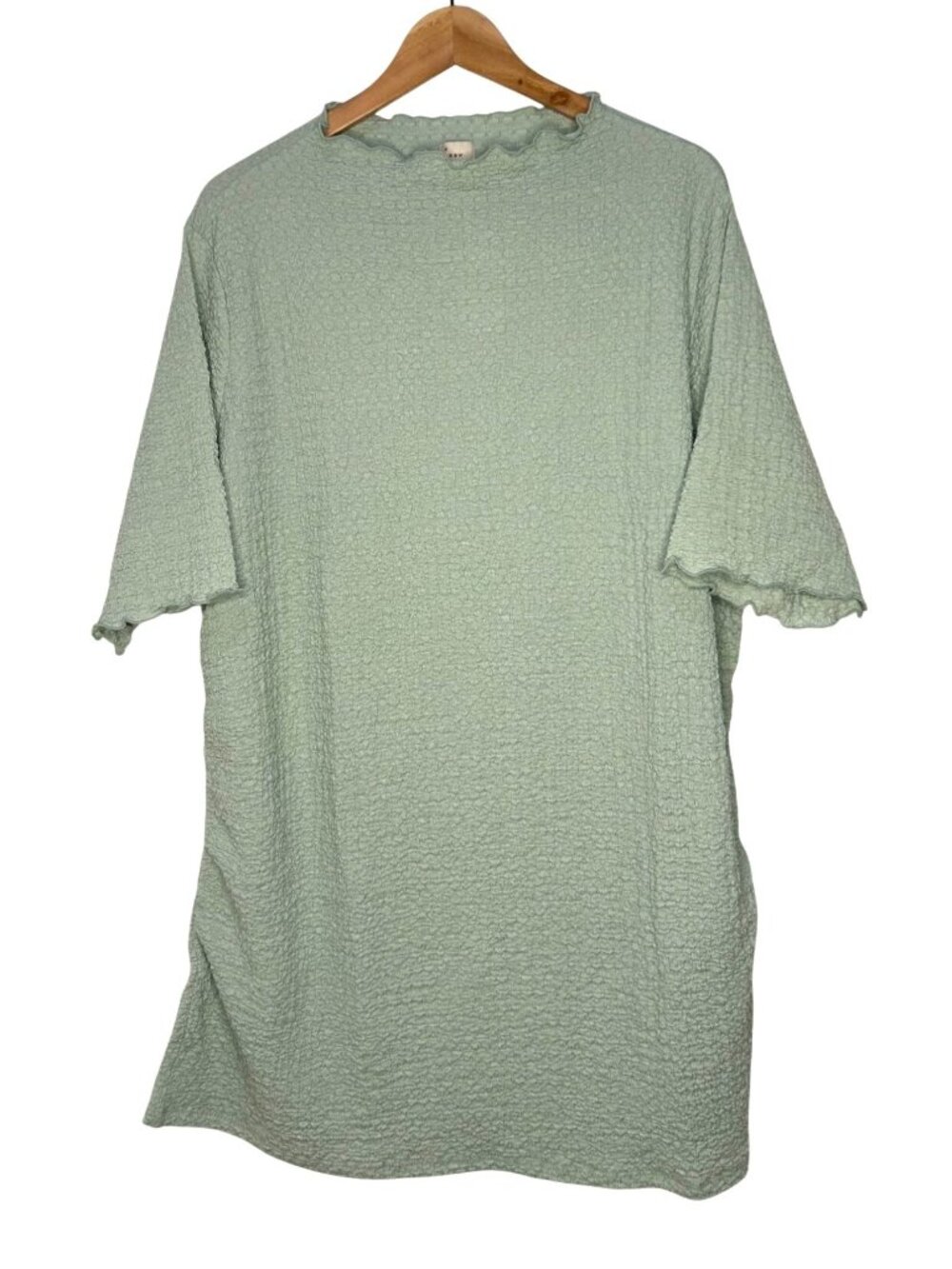 NWT A New Day Womens Light Green Gauze Textured Top Ruffled Sleeves & Neckline